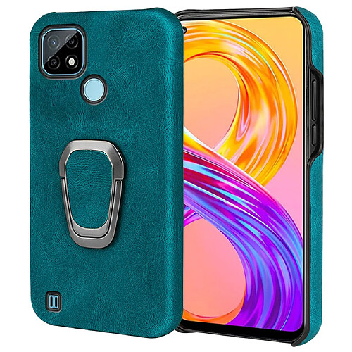 Coque en TPU + PU avec béquille, cyan pour votre Realme C21