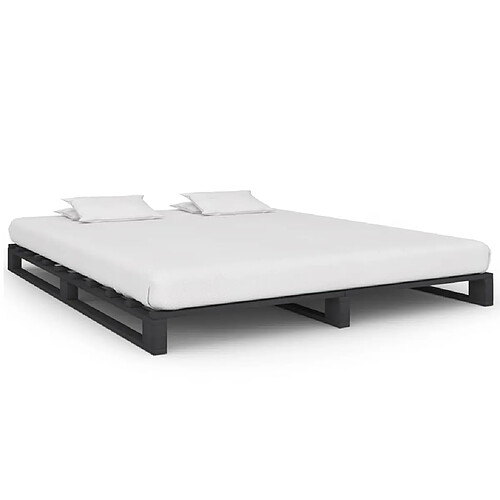 vidaXL Cadre de lit de palette sans matelas gris 180x200cm bois massif