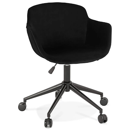 Alterego Chaise de bureau 'ROLLING' en velours noir sur roulettes