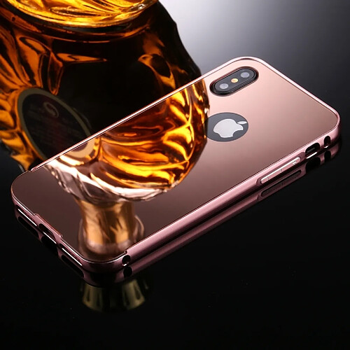 Wewoo Coque or rose pour iPhone X Galvanoplastie + PC Miroir De Protection Cas de Couverture Arrière,