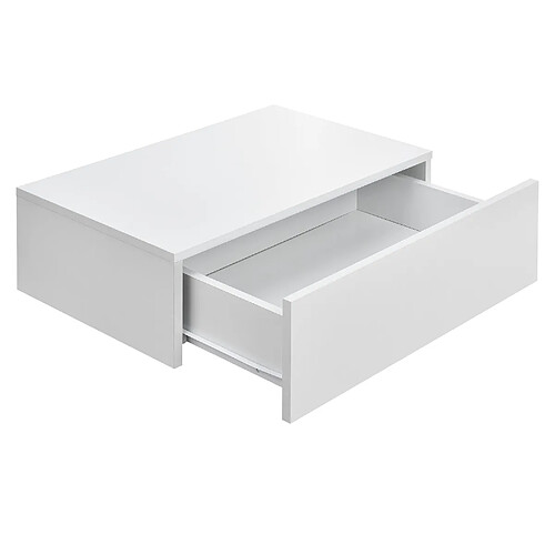 Helloshop26 Étagère murale pour chambre à coucher avec 1 tiroir 46 cm blanc mat 03_0001799