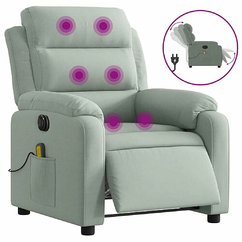 Maison Chic Fauteuil Relax pour salon, Fauteuil inclinable électrique de massage gris clair velours -GKD24431