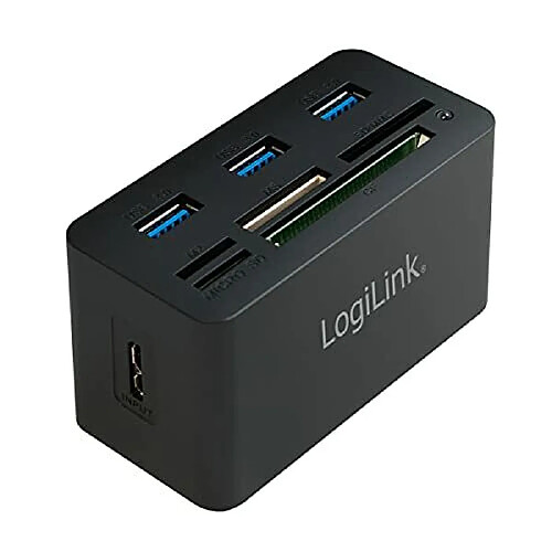 Logilink Hub USB 3.0 3 ports avec lecteur de cartes (Noir)