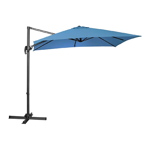 Helloshop26 Parasol de jardin meuble abri terrasse carré 250 x 250 cm pivotant bleu 14_0002655