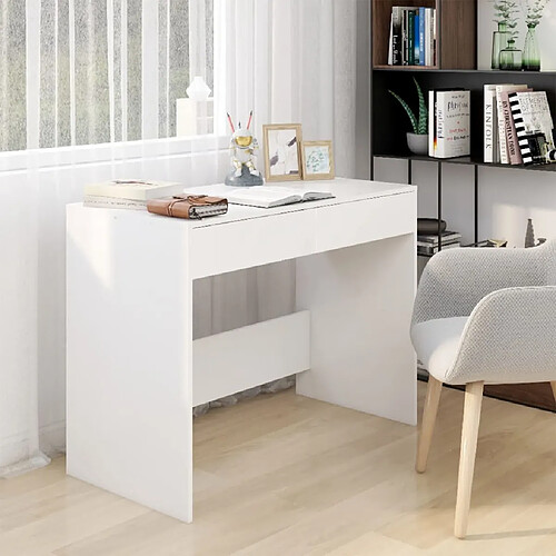 vidaXL Bureau Blanc 101x50x76,5 cm Aggloméré