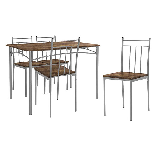 ML-Design Set table de salle à manger avec 4 chaises 110 cm marron/vintage pieds en acier