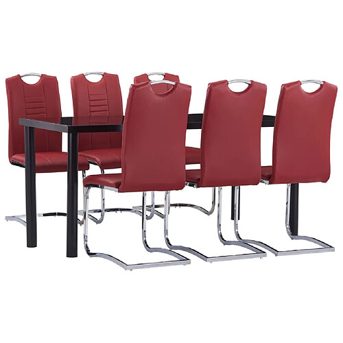 vidaXL Ensemble de salle à manger 7 pcs Similicuir Rouge