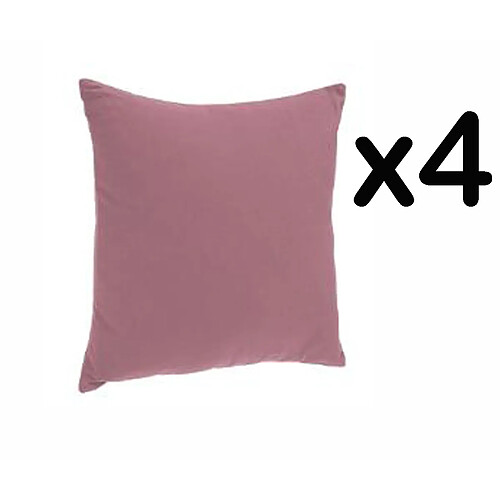 Pegane Lot de 4 coussins déhoussables coloris rose, 38 x 38 cm