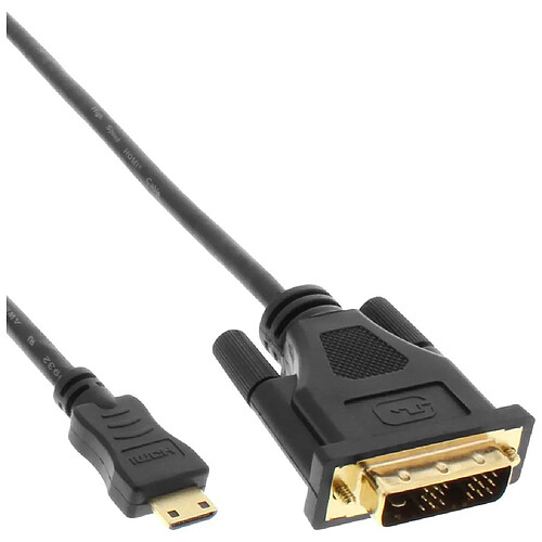 Câble InLine® Mini-HDMI vers DVI Câble HDMI C mâle vers DVI 18 + 1 mâle plaqué or 0,5 m