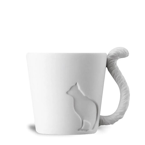 Totalcadeau Mug en céramique chat avec anse queue de l'animal