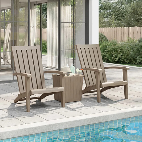 vidaXL Chaises de jardin Adirondack lot de 2 marron clair PP