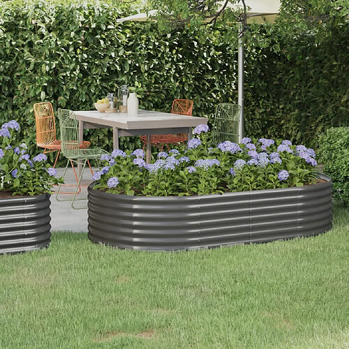 vidaXL Lit surélevé de jardin Acier enduit de poudre 175x100x36cm gris