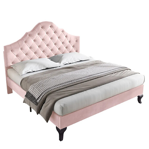 ComfortXL Lit Rembourré 140*200 Avec Sommier à Lattes Et Tête De Lit, Rose