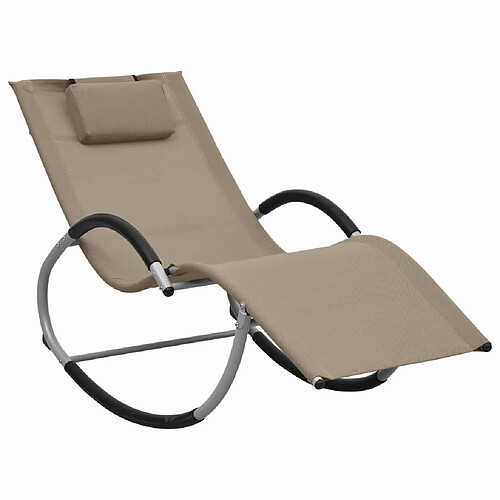 Maison Chic Chaise longue avec oreiller | Bain de soleil Relax | Transat Taupe Textilène -GKD90035