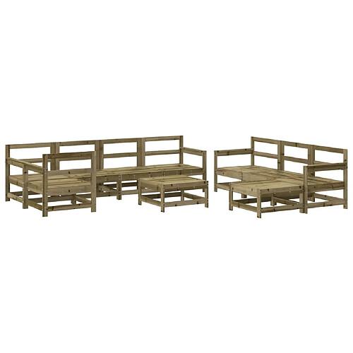 Maison Chic Salon de jardin 10 pcs - Table et chaises d'extérieur - Mobilier/Meubles de jardin Moderne bois de pin imprégné -MN45953