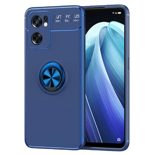 Coque en TPU + PU finition mate, anti-rayures avec béquille, bleu pour votre Oppo Reno7 SE 5G