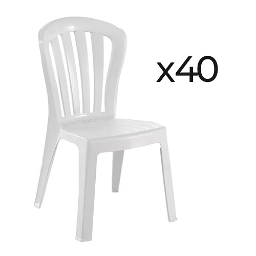 Pegane Lot de 40 chaises de jardin empilables en résine coloris blanc - Longueur 52 x Profondeur 52 x Hauteur 88 cm