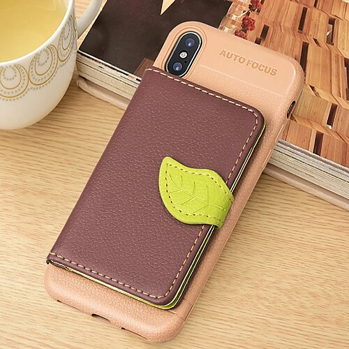 Wewoo Coque Housse en cuir magnétique pour iPhone X, avec porte-monnaie & & cadre photo marron