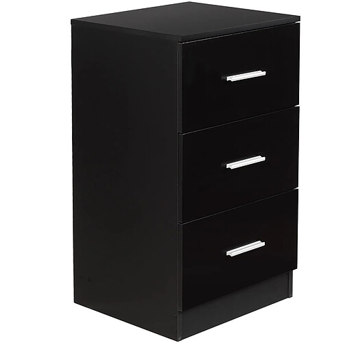 Helloshop26 Table de chevet meuble de rangement avec 3 tiroirs caisson de bureau noir 20_0005992