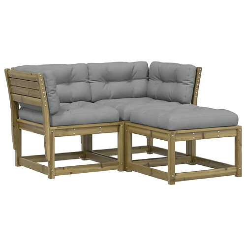 Maison Chic Salon de jardin 3 pcs avec coussins | Ensemble de Table et chaises | Mobilier d'Extérieur bois de pin imprégné -GKD40190