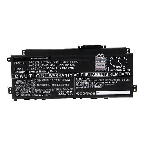 vhbw Batterie remplacement pour HP M01118-AC1, M01144-005, PP03043XL, PP03XL pour ordinateur portable Notebook (3500mAh, 11.55V, Li-polymère)