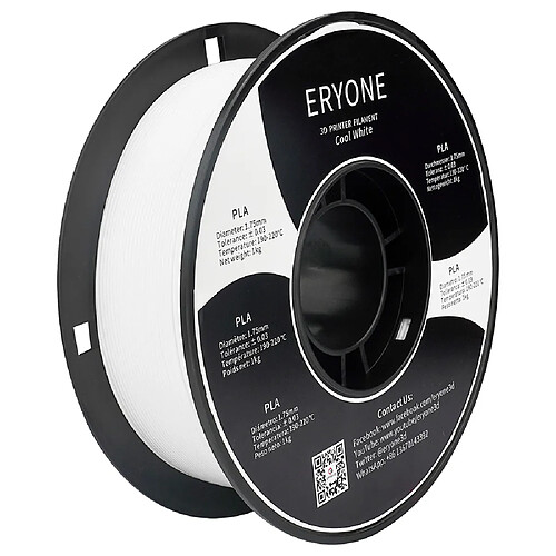 None Filament PLA ERYONE pour imprimante 3D 1,75 mm Tolérance 0,03 mm 1 kg (2,2 lb)/bobine - Blanc froid