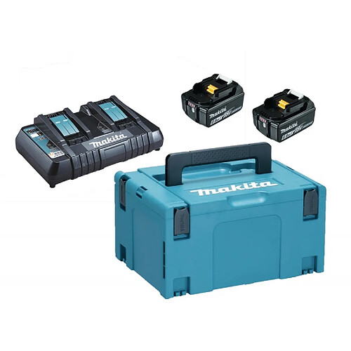 Pack énergie Makita LIION 2 batteries 6 Ah BL1840B chargeur DC18RD 18 V coffret MAKPAC