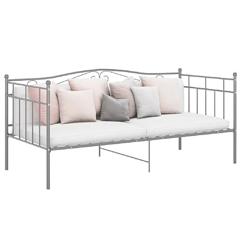 vidaXL Cadre de canapé-lit sans matelas gris métal 90x200 cm