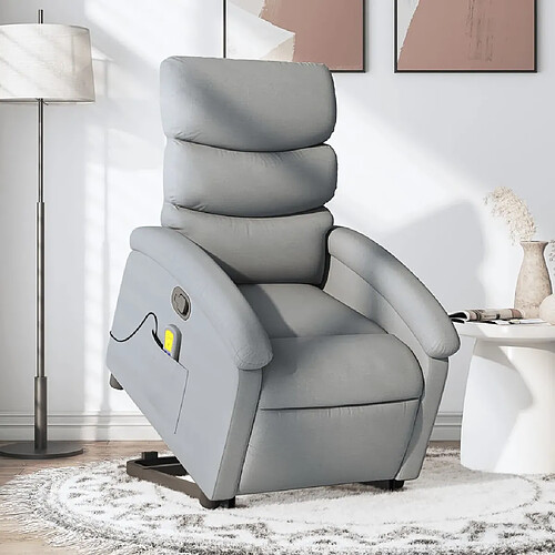 vidaXL Fauteuil de massage inclinable Gris clair Tissu