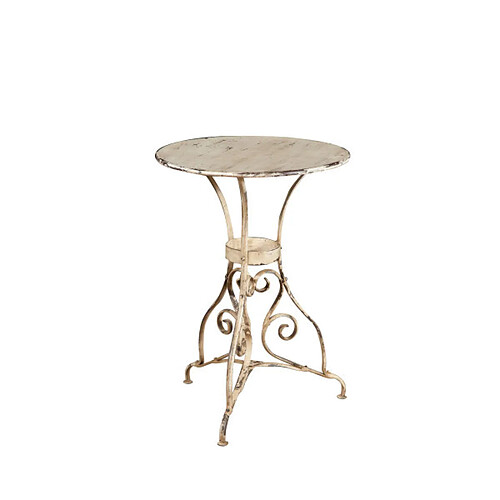 Biscottini Table Ronde En Finition Blanc E Antique