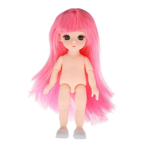 Belle Poupée Fille Articulée 16cm Corps Nu Cheveux Roses Avec Frange