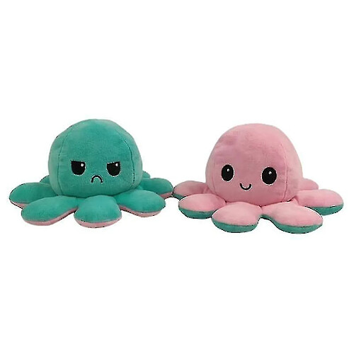 Universal Douple à revers double face, animaux en peluche réversibles doux (vert clair / rose1)