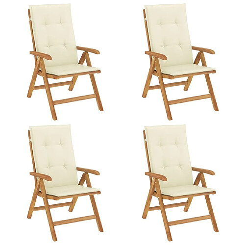 Maison Chic Lot de 4 Chaises de jardin inclinables,Fauteuil d'extérieur bois massif teck -MN31115