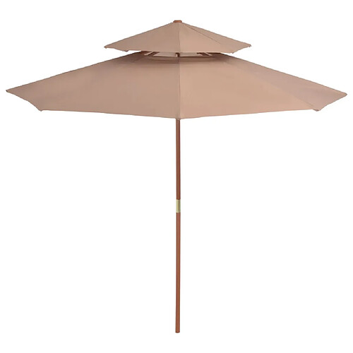 Helloshop26 Parasol double avec mât en bois 270 cm taupe 02_0008440