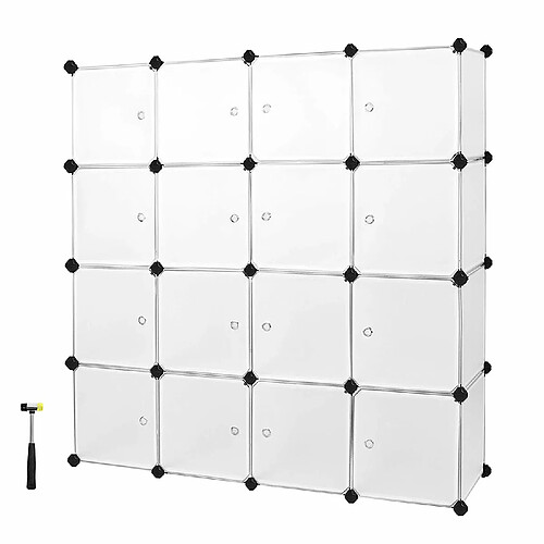 Étagère de Rangement Armoire Plastique avec Porte modulable Blanc LPC44BS SONGMICS®