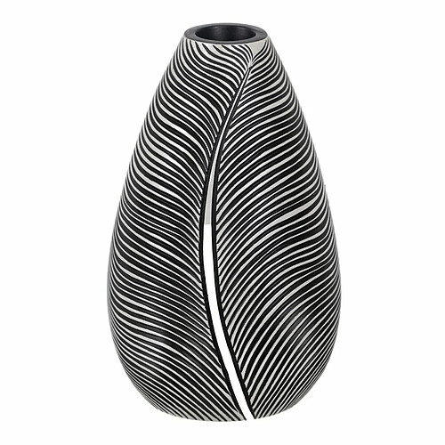 BigBuy Home Vase Blanc Noir Polyrésine 19 x 19 x 30 cm