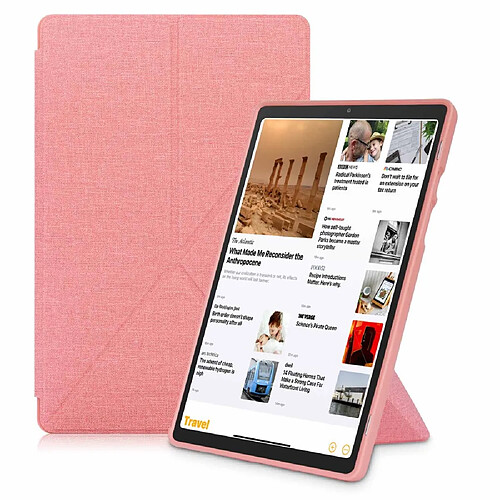 Etui en PU avec support origami avec aimant puissant rose pour votre Samsung Galaxy Tab A7 10.4 (2020) T500