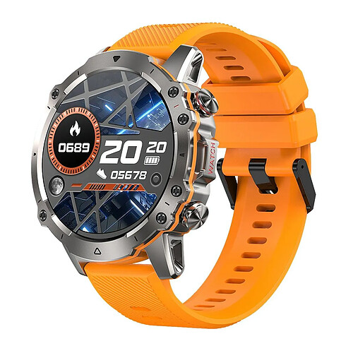 Yonis Montre Connectée IP67 BT5.1 1.43' Sante Appel Voix Orange