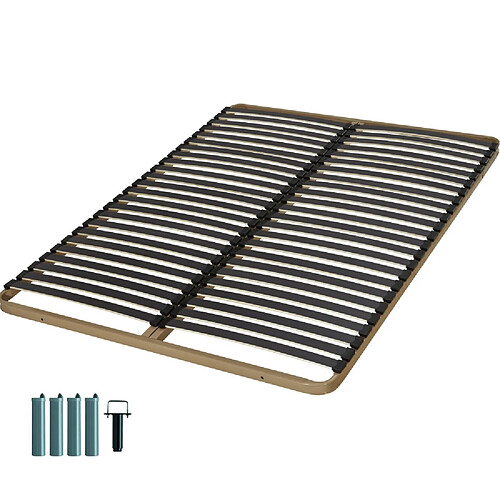 Ebac Sommier à lattes + pieds 140x200 C224 - 48 lattes bois - Fabrication française