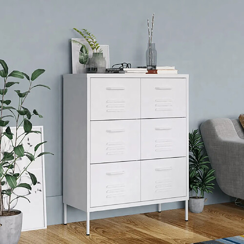 vidaXL Armoire à tiroirs Blanc 80x35x101,5 cm Acier