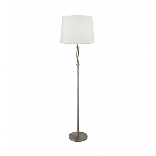 Searchlight Lampadaire vegas 1 ampoule satin argent blanc abat-jour en toile de jute ivoire