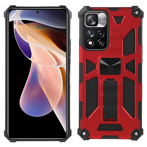 Coque en TPU anti-rayures, antichoc, magnétique avec béquille rouge pour votre Xiaomi Redmi Note 11 Pro Plus/Redmi Note 11 Pro