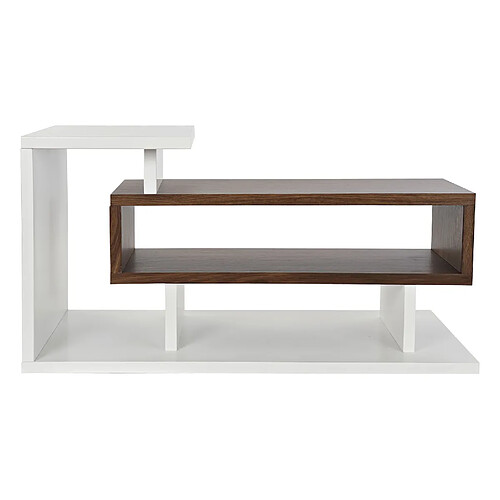 Pegane Meuble TV en bois MDF marron et blanc avec 1 étagère - Largeur 110 x Hauteur 58 x Profondeur 60cm