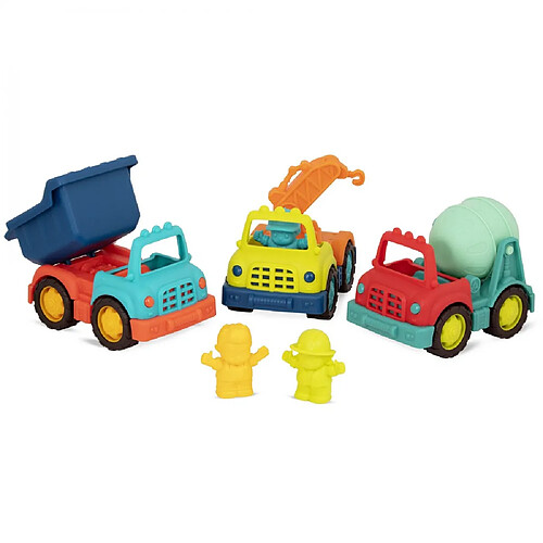 mybtoys Happy Cruiser 3 mini camions de chantier avec ses figurines