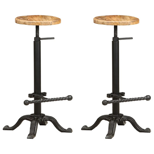 vidaXL Chaises de bar lot de 2 bois de manguier solide