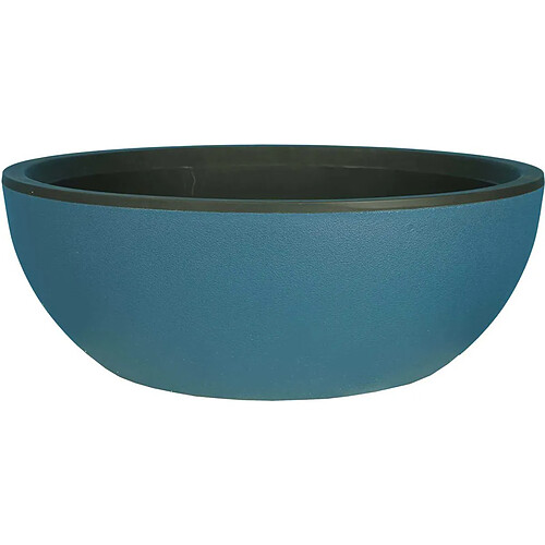 Riviera Pot en plastique rond effet granit 40 cm bleu.