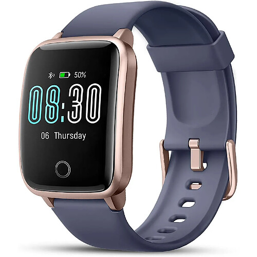 Chrono Montre Connectée,Montre Intelligente Femmes Homme Etanche IP68, Bracelet Connecté SMS Message, Smartwatch Sport GPS Cardio Fitness Tracker d'Activité Podometre Calories pour Android iPhone,Bleu