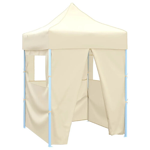 vidaXL Tente de réception pliable avec 4 parois 2x2 m Acier Crème