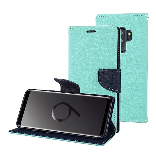 Wewoo Housse Étui vert menthe pour Samsung Galaxy S9 + en cuir croisée horizontale avec fentes JOURNAL DE FANTAISIE MERCURE cartes et porte-monnaie support