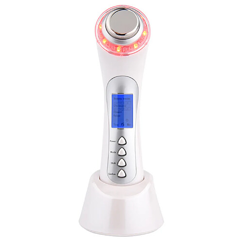 Chrono Dispositif De Beauté Ultrasonique, 5 en 1 Machine Faciale Ultrasonique De Beauté D'ion,Blanc